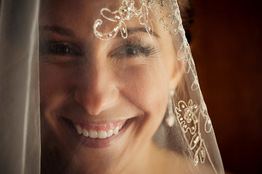 Bride covered in veil portrait