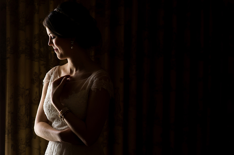 Classic portrait of bride on her wedding day.