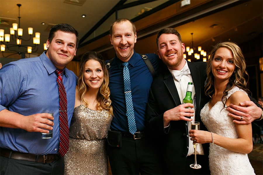 Daniel Moyer with past couple, Lauren & Ricky and Bride, Kelly & Groom, Chris at their wedding at Bear Creek Mountain Resort in Macungie, PA.